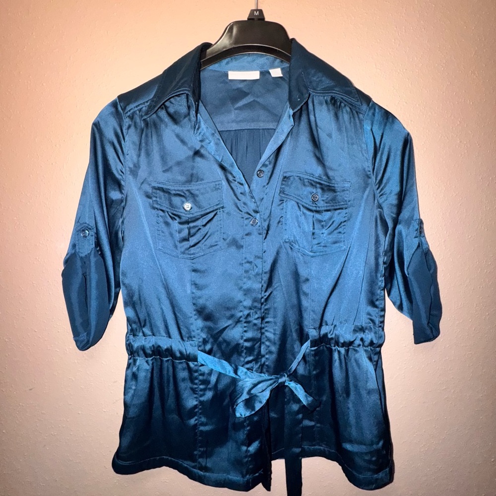 Blue Satin Women's Top